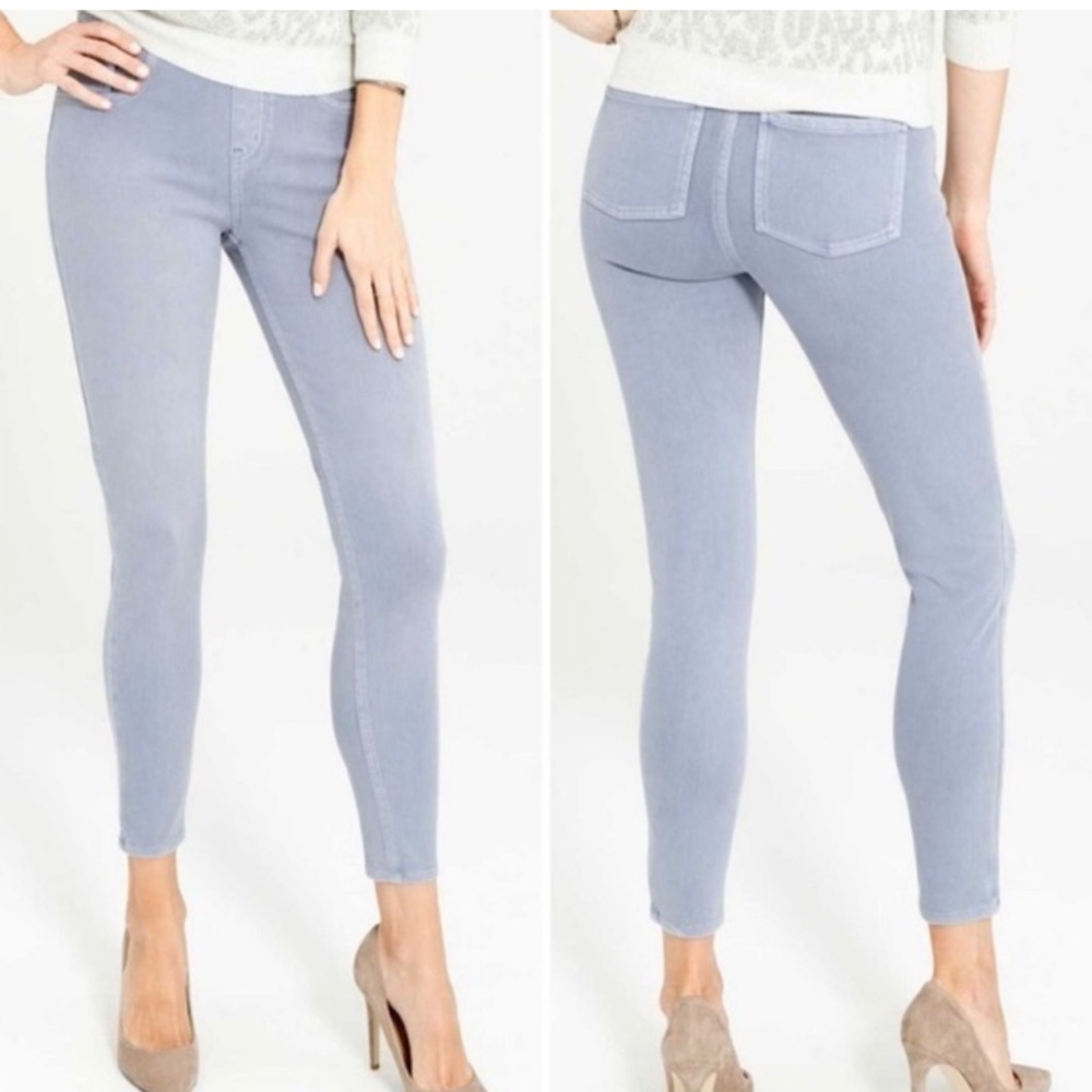 SPANX Size Large Cropped Indigo Knit Leggings Stretch Comfort Business Casual